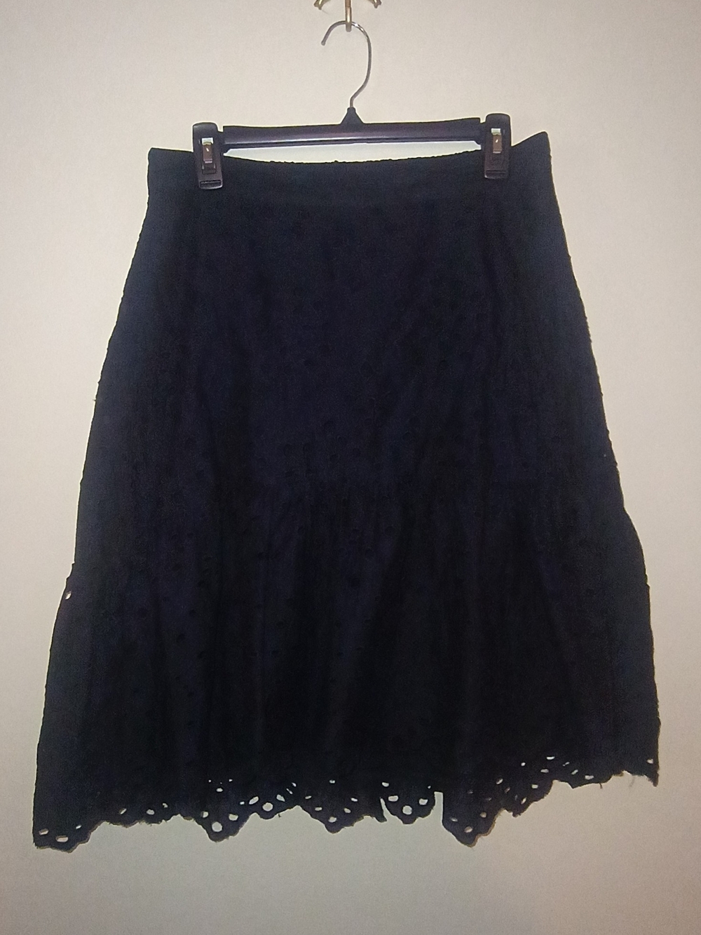 Black Eyelet Midi Skirt - Classic Women’s Skirt
